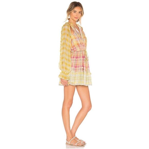 Hemant and Nandita NWT Thick and Thin Striped Dress Yellow, Pink, Orange, White - Picture 2 of 5